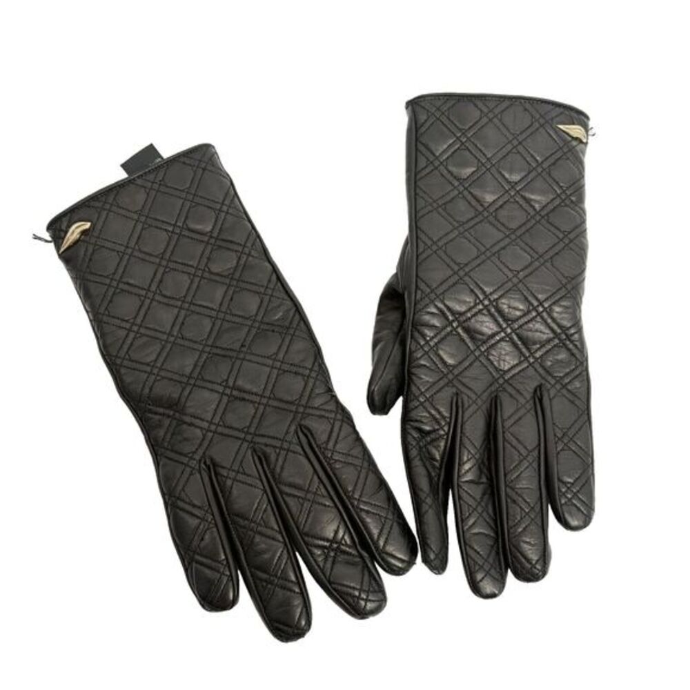 Diane von Furstenberg Women's Leather Gloves - Black Elegant Winter‎ Accessories